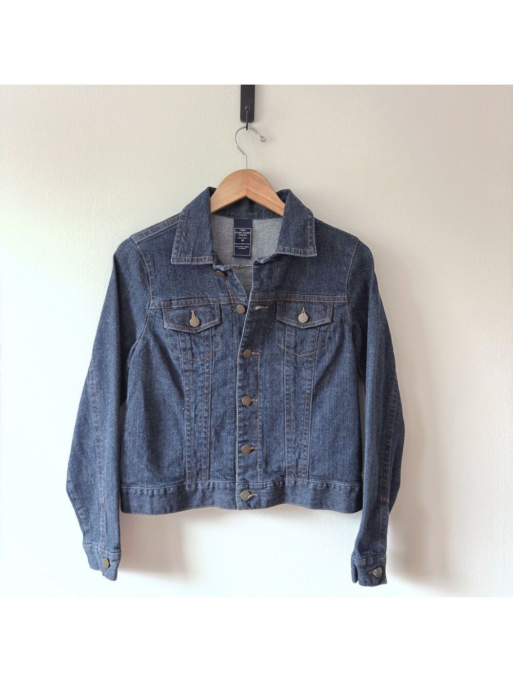 Faded Glory Dark Wash Denim Jean Jacket Women's M Stretch Cotton Trucker